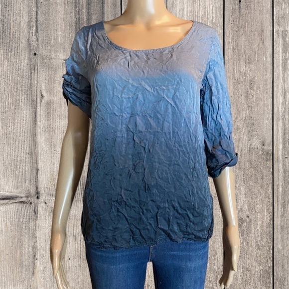 Prontomoda Giusy Ombré 3/4 Sleeve Blouse Blue Small - Picture 1 of 3